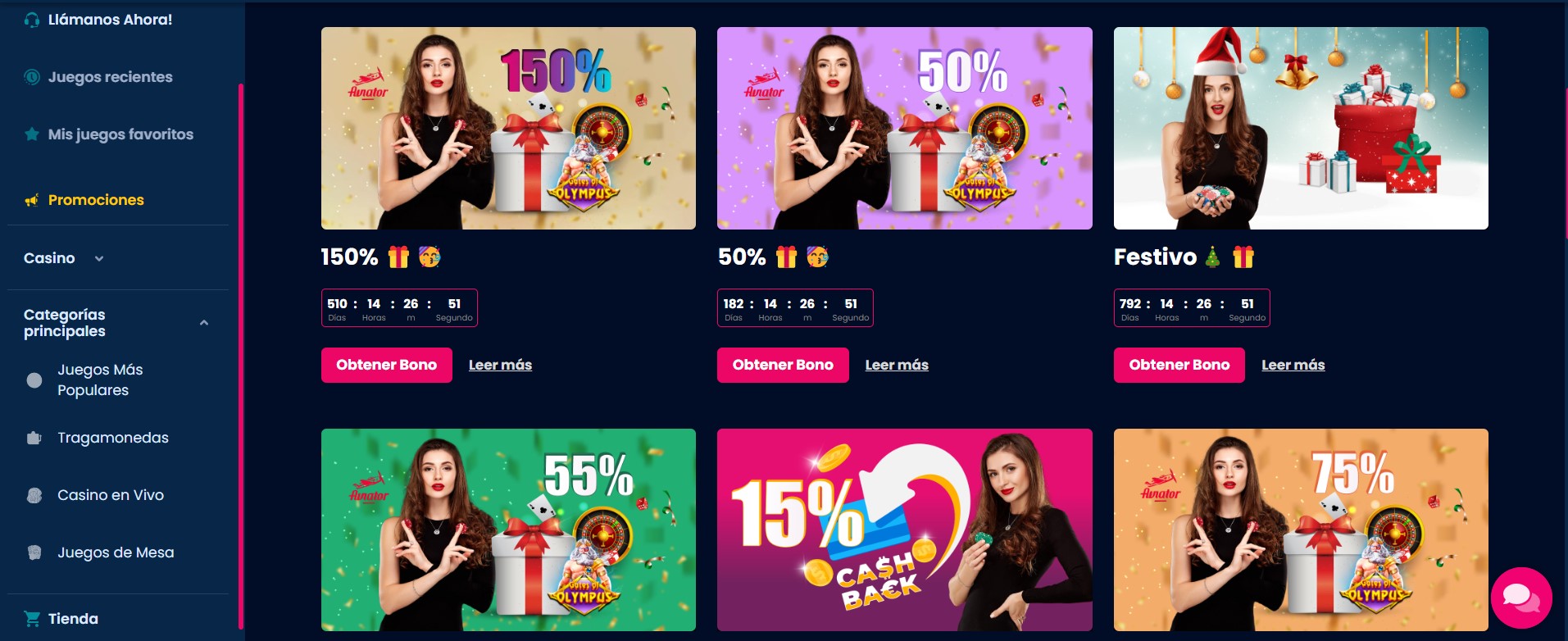 Otras promociones en Del Oro casino