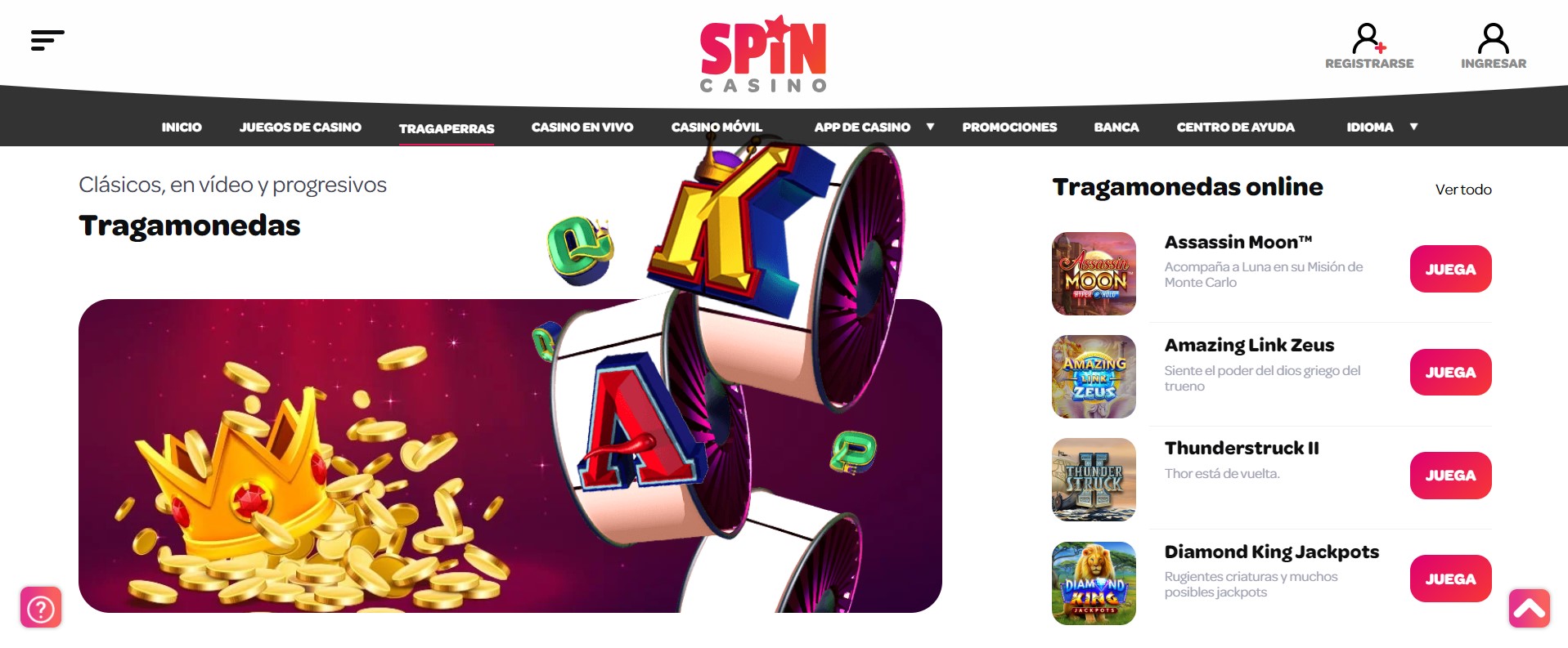 Tragamonedas en Spin Casino Perú