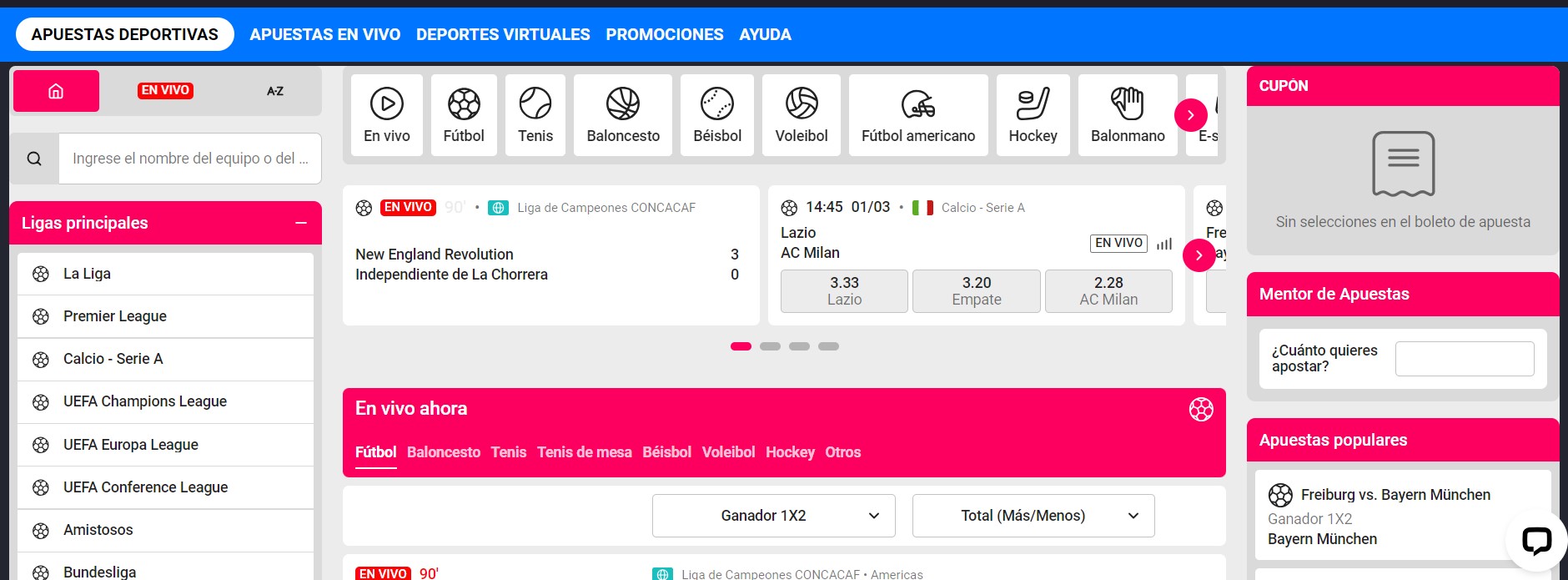 Apuestas deportivas en Betmotion Perú