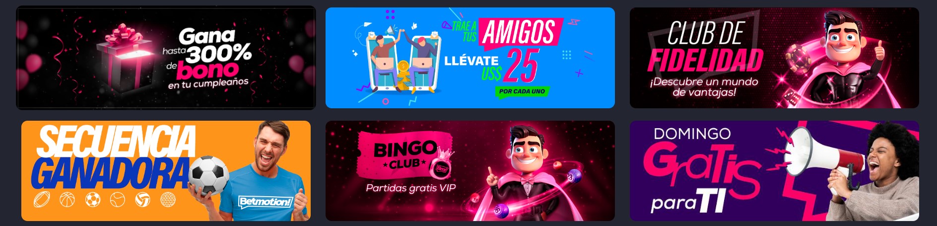 Otros bonos en Betmotion casino Perú