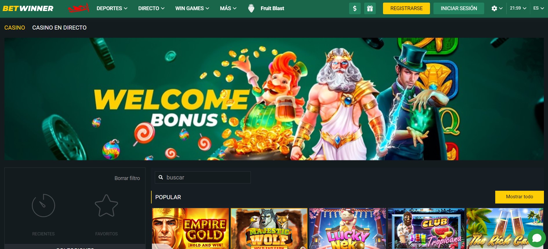 Bonos de Betwinner casino Perú