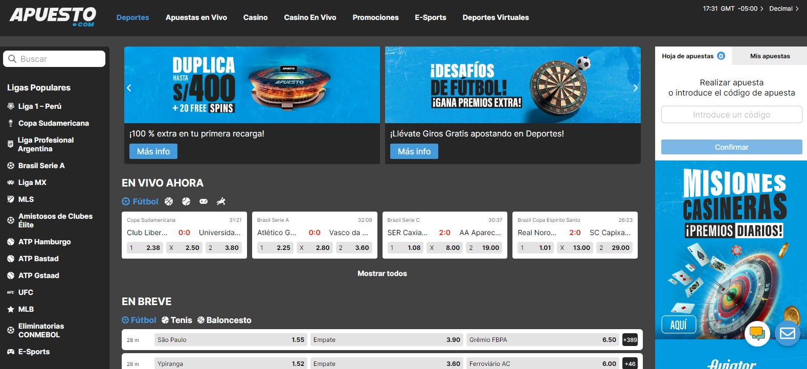 Apuestas en deportes en Apuesta.com